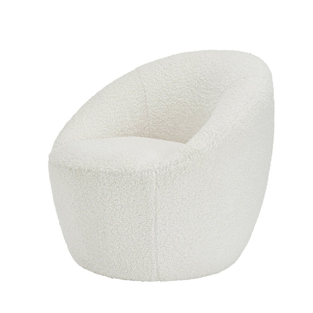 Cobh White Boucle Round Modern Armchar