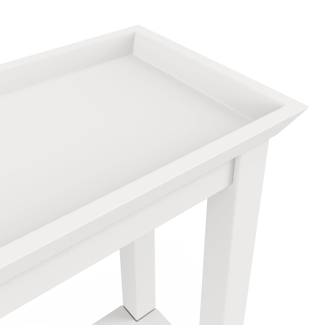 Enroute White Wooden Side Table Bottom Shelf