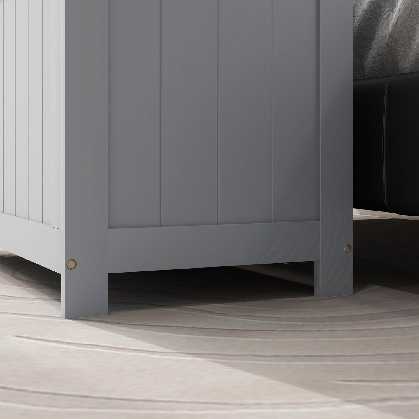 Halumo Grey Wooden Panelled Blanket Storage Chest