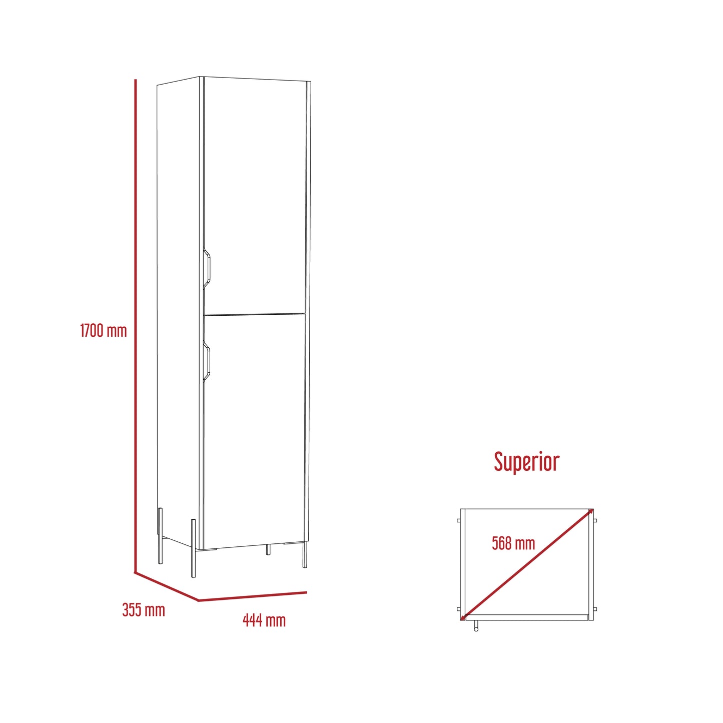 Torremolinos White And Grey Oak Wood Tall Storage Cabinet