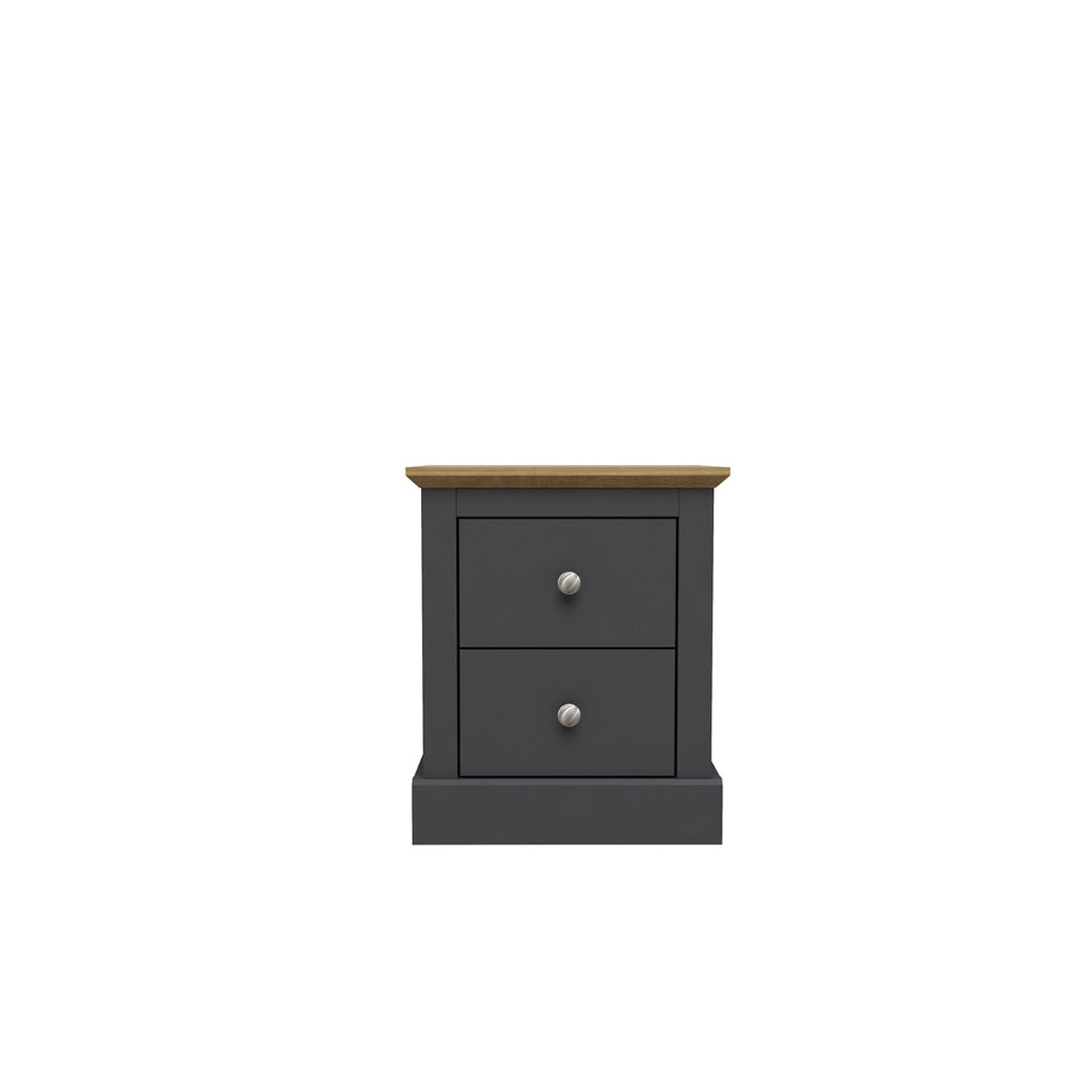 Ardee 2 Drawer Dark Grey and Natural Oak Wooden Bedside Table