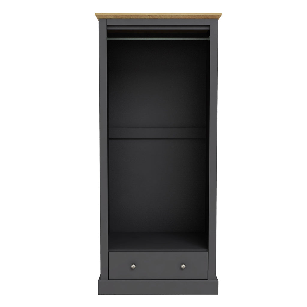 Ardee Dark Grey and Natural Oak Wooden Wardrobe 2 Doors 1 Drawers