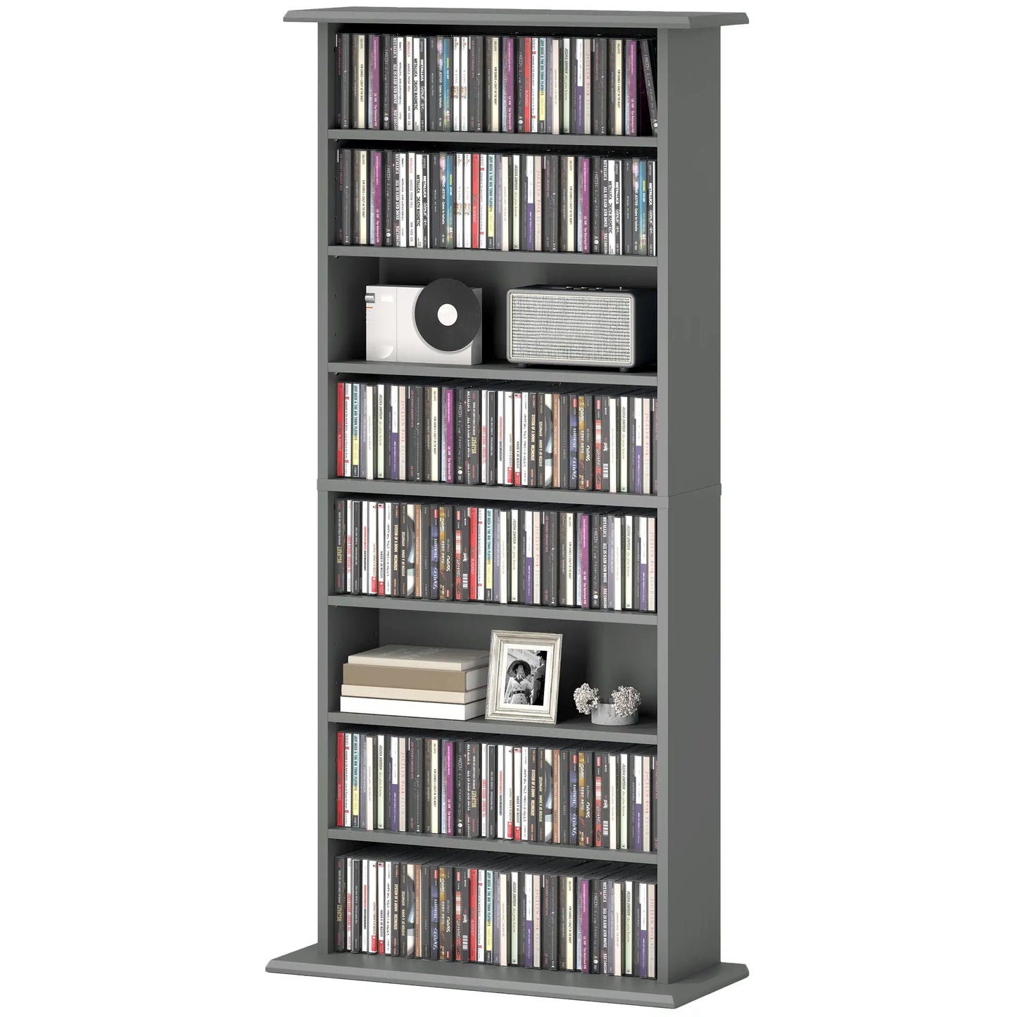 Wood Grey CD Storage Unit With 360 Disc Capacity