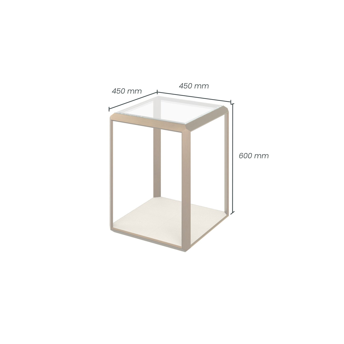 Harlow Brass and Cream Shagreen Glass Top Side Table