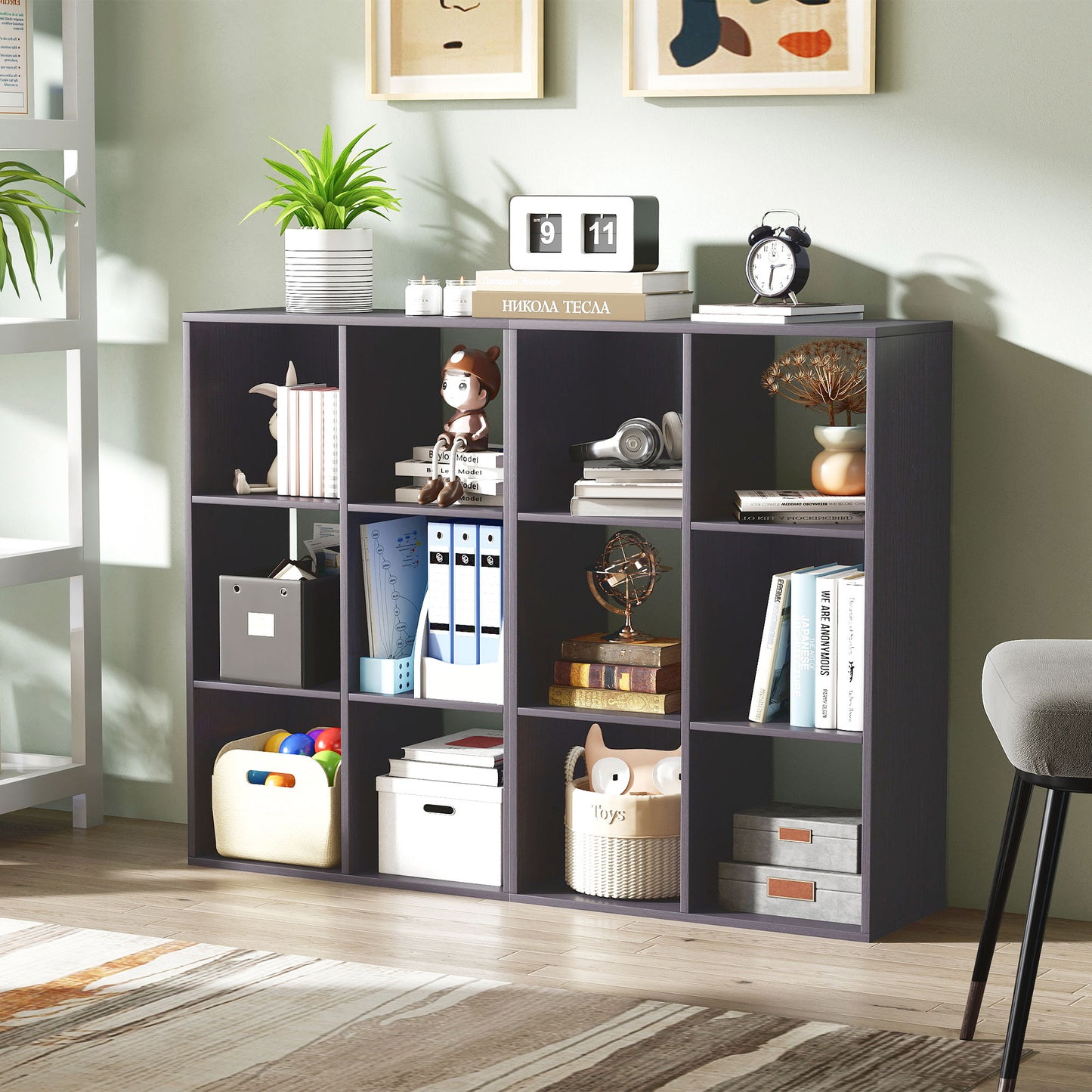 Fahe Wooden Grey 6 Cube Storage Bookcase
