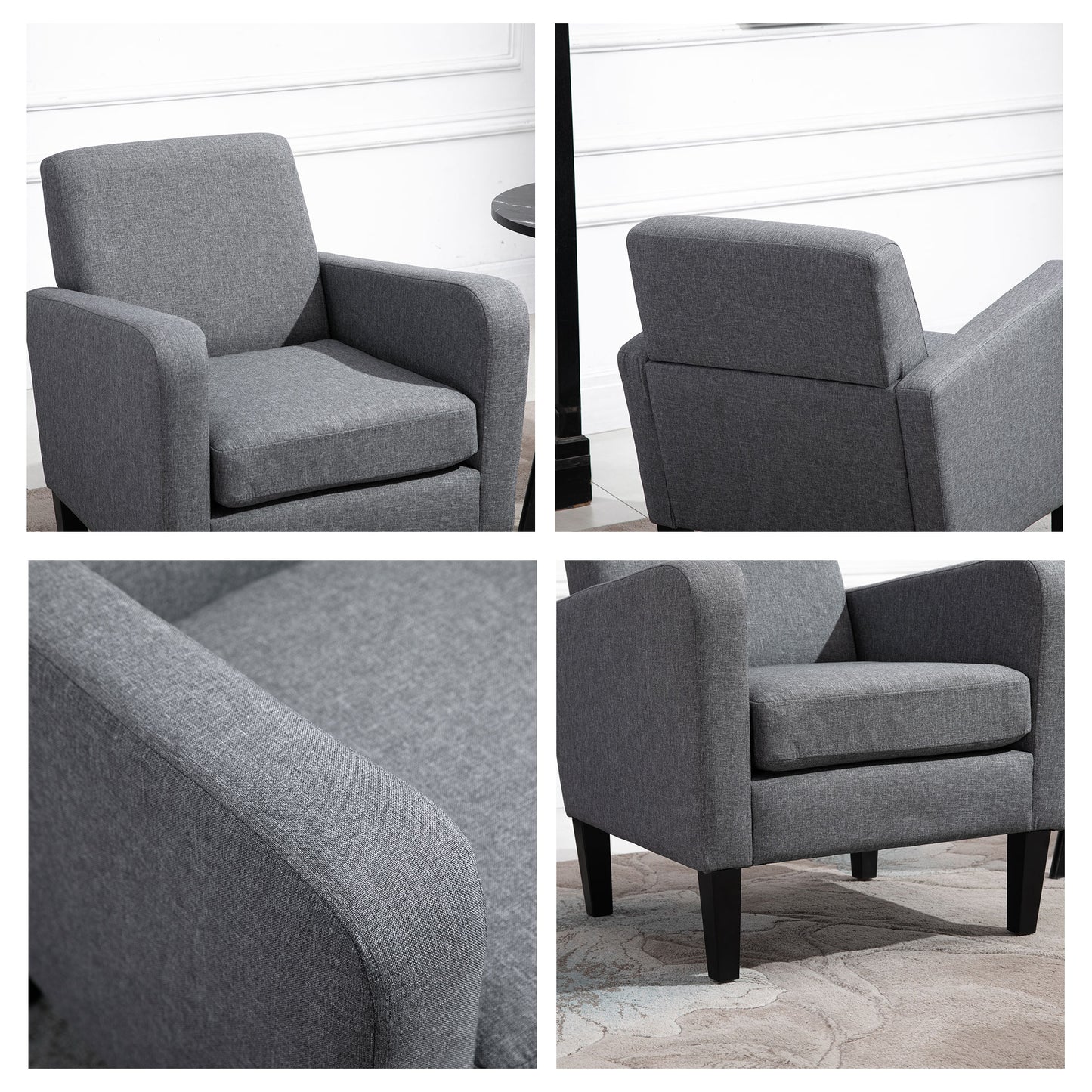 Sesuma Set Of 2 Dove Grey Modern Accent Chairs With Black Legs