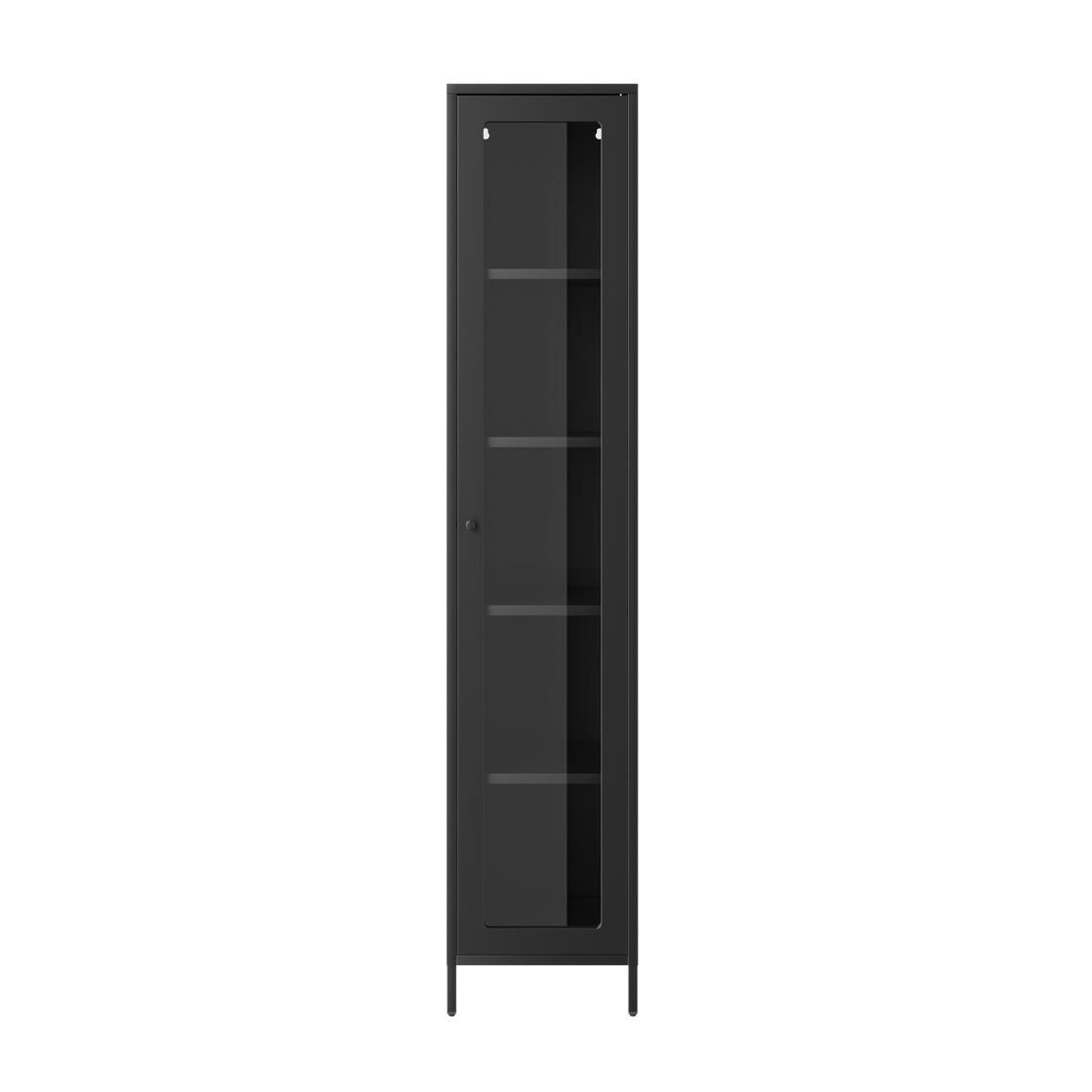Frank Black Steel Cabinet Glass Door 4 Shelves
