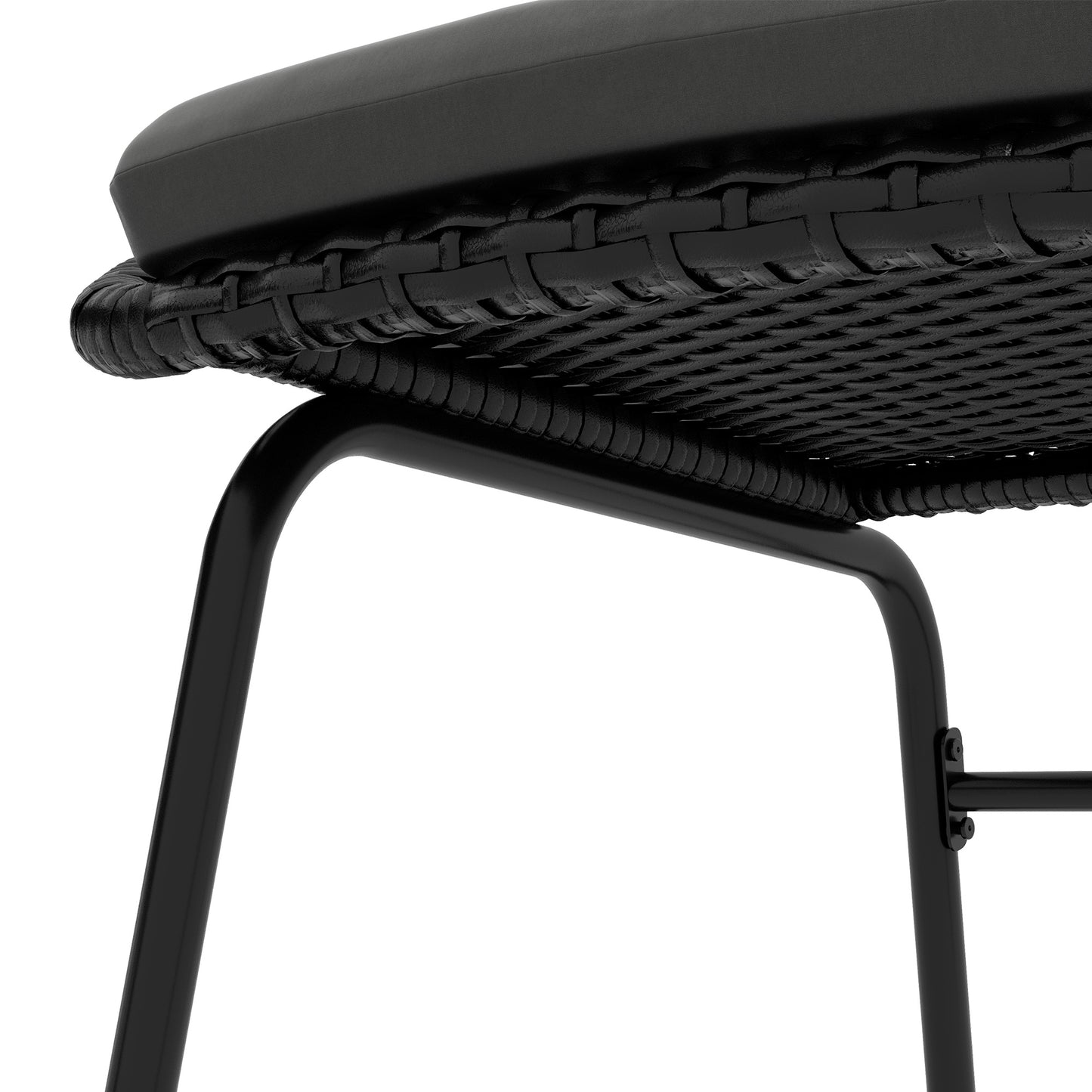 Lukeno Black Rattan Rope 3 Piece Outdoor Bistro Set Table and 2 Chairs Set