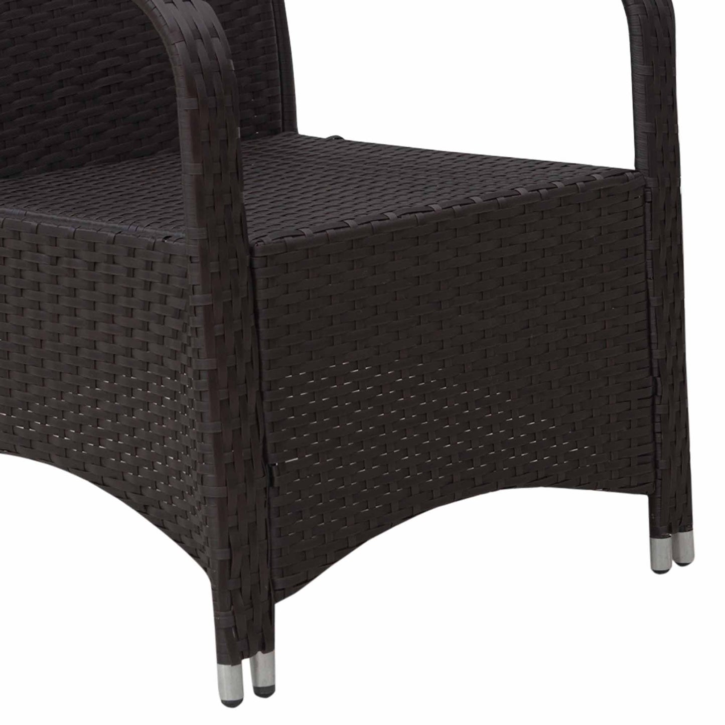 Lofita Brown Rattan White Garden 3 Piece Bistro Set With Cream Cushions And Protective Cover