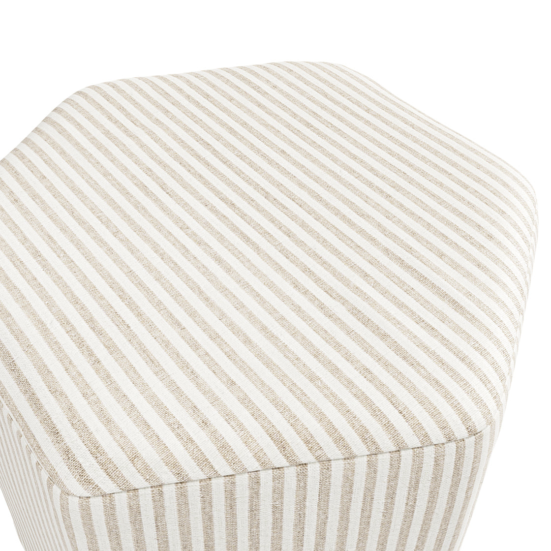 Isabella Cream and White Stripe Upholstered Stool Hexagon Stool