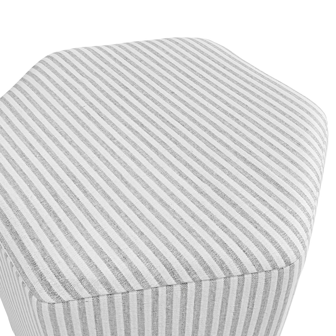 Isabella Grey and White Stripe Upholstered Stool Hexagon Stool
