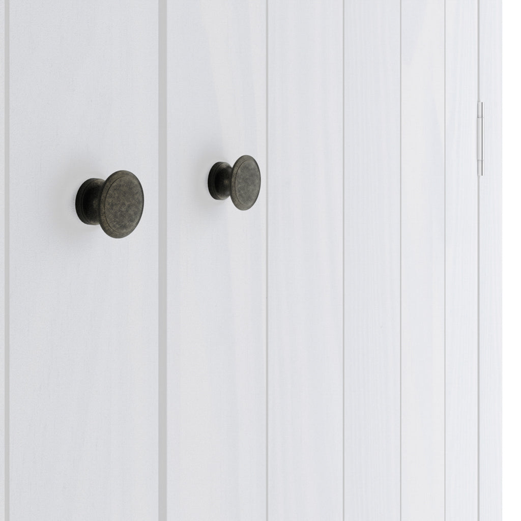 Tralee Panelled White Washed Wooden 2 Door Wardrobe