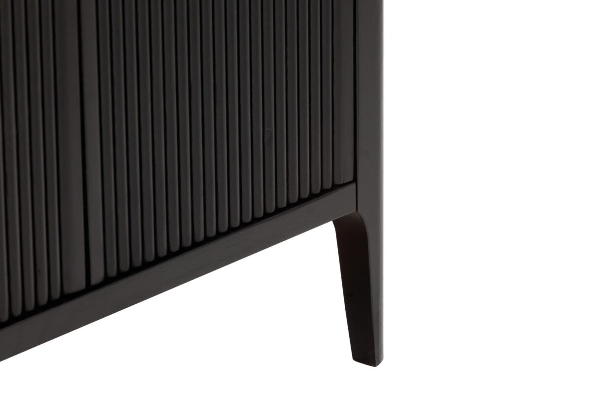 Modena Large Black Wood Ribbed Storage Sideboard