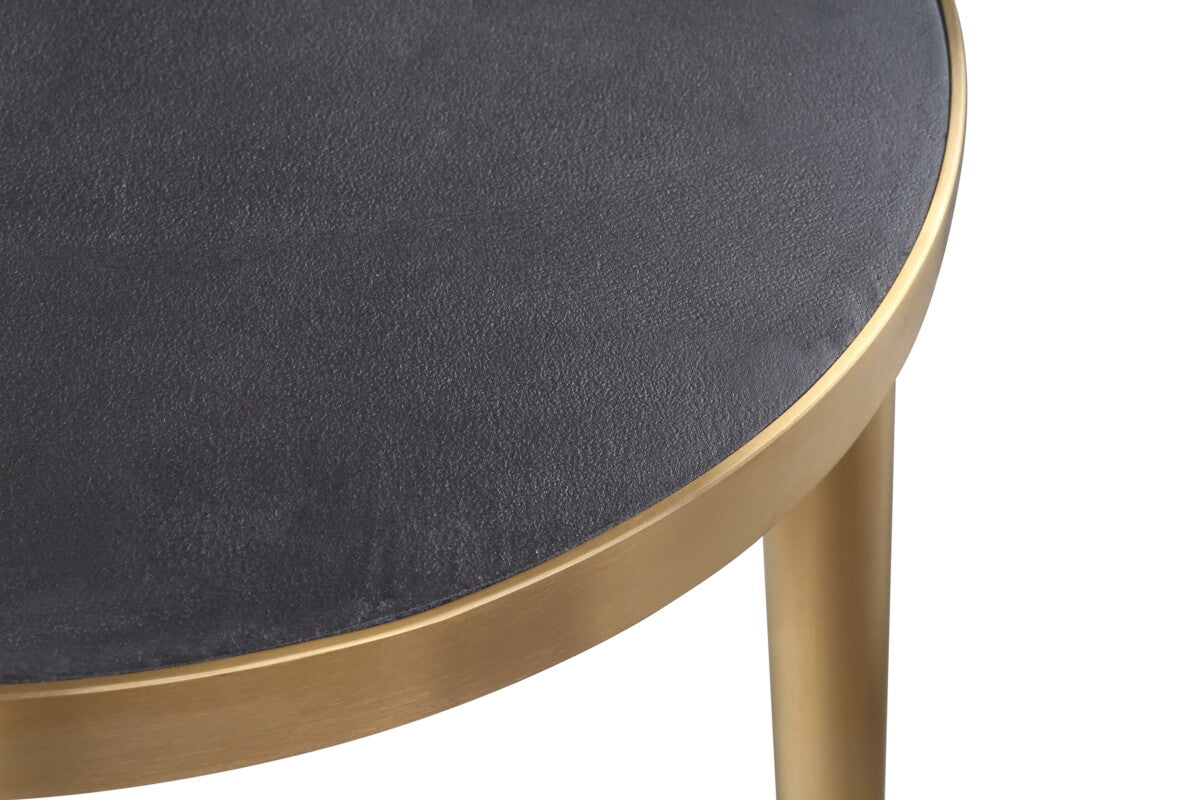 Austria Black and Brass Round Side Table
