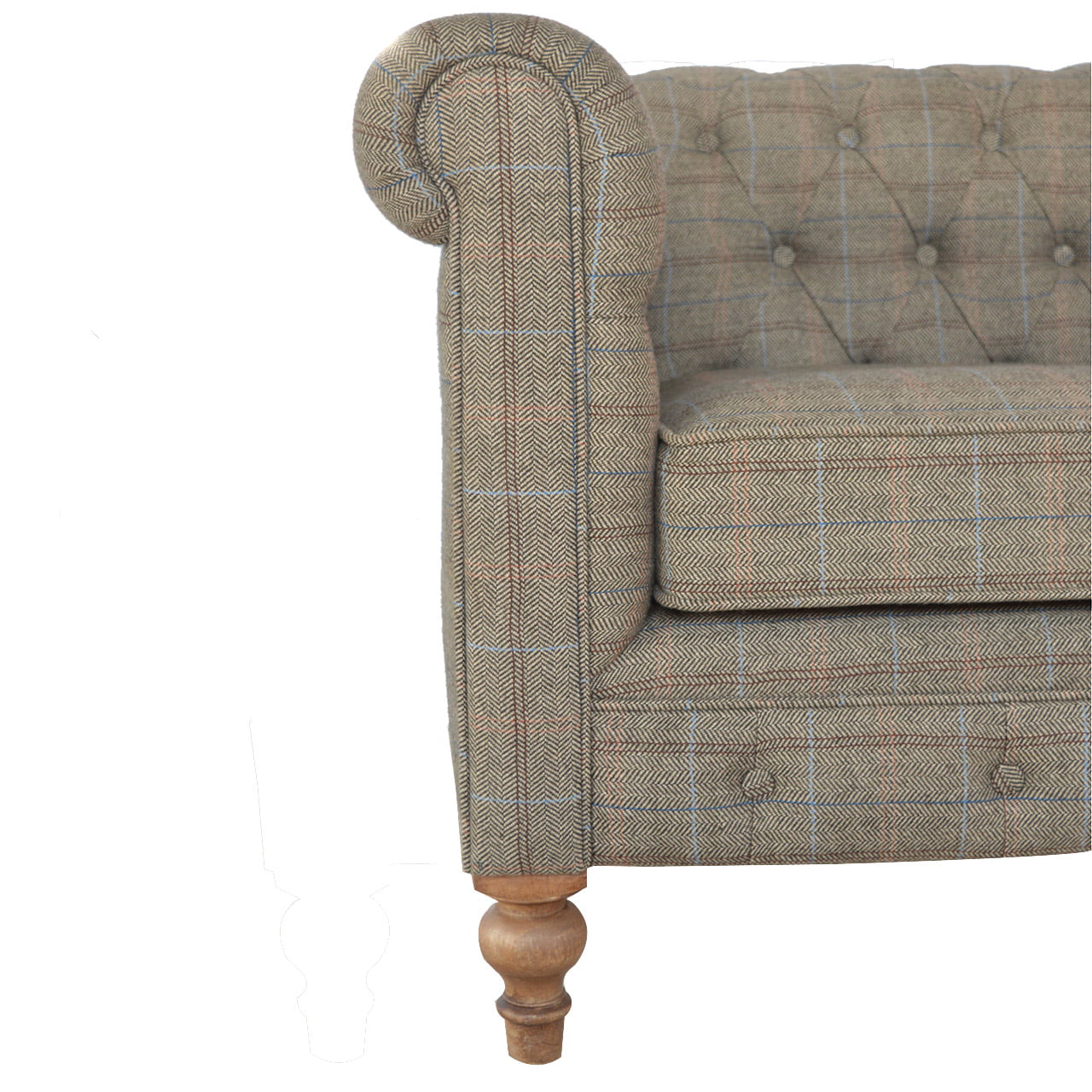 Capri Grey Multi Tweed 2 Seat Chesterfield Sofa