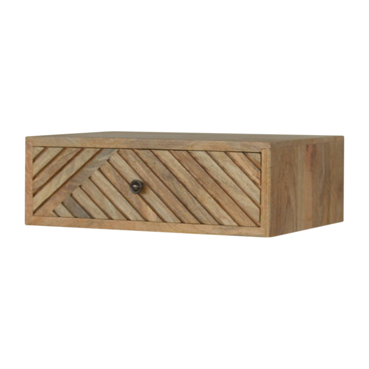 Locronan Floating Nordic Line Carved Bedside Table with Drawer