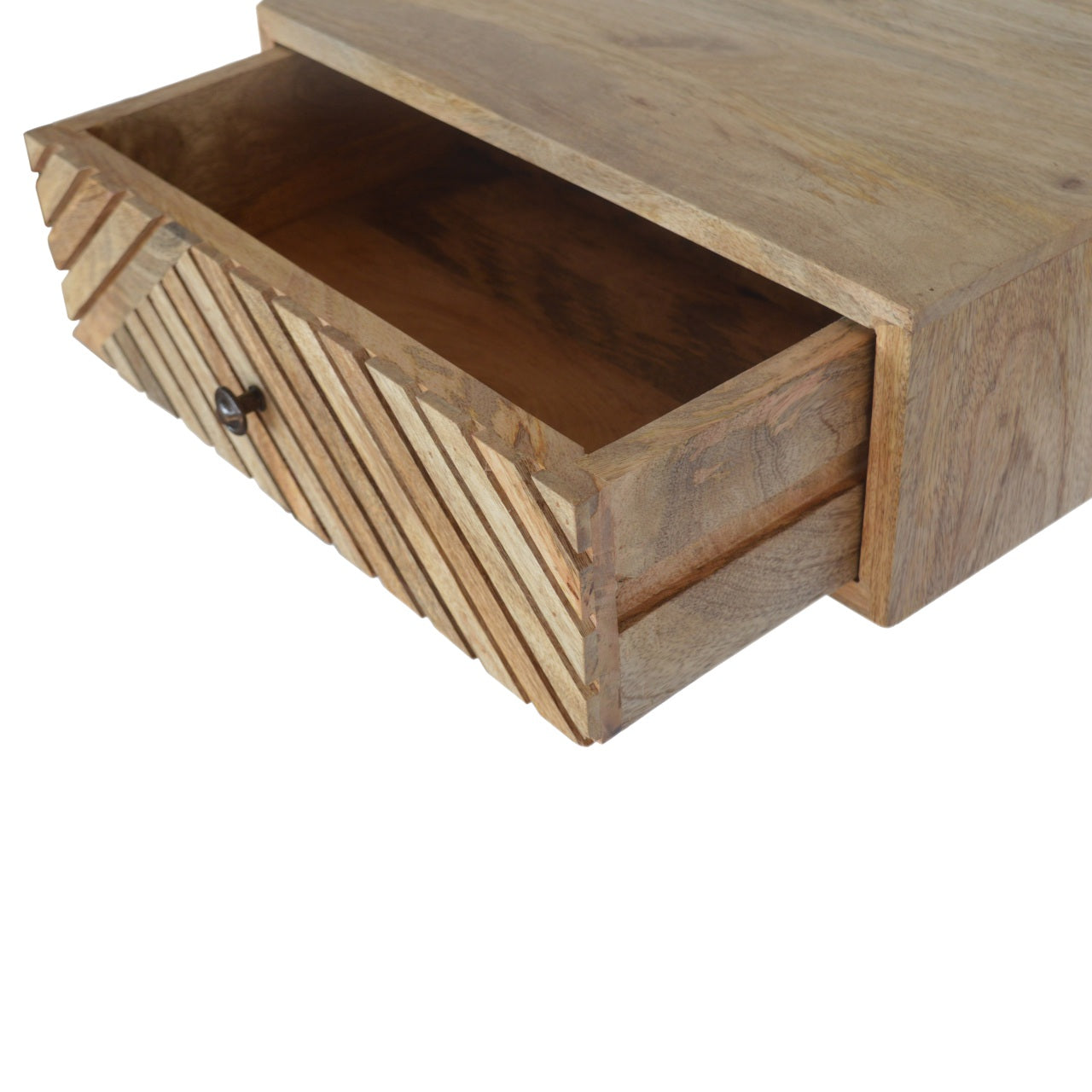 Locronan Floating Nordic Line Carved Bedside Table with Drawer