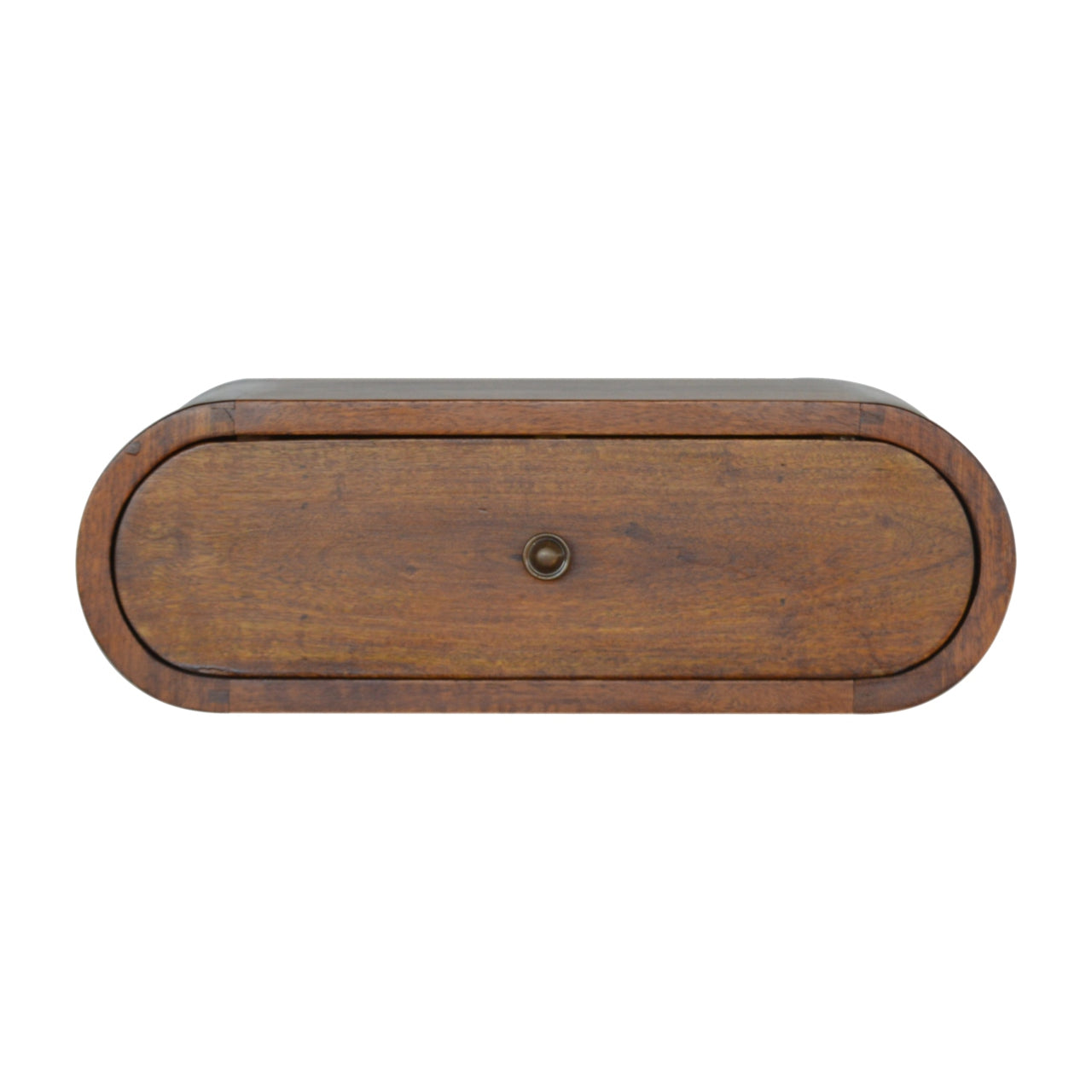Bardolino Wall Mounted Round Chestnut Bedside Table with Drawer