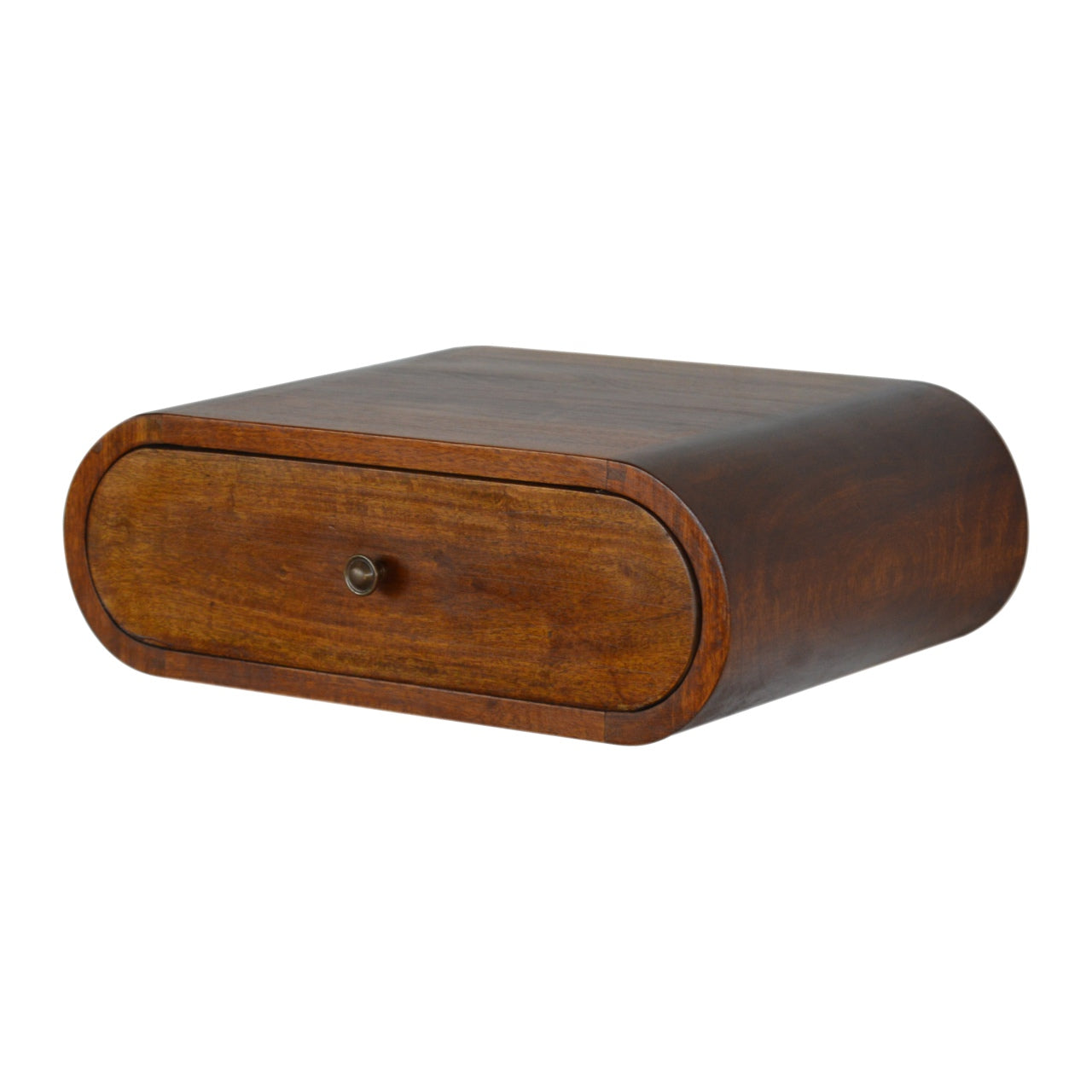 Bardolino Wall Mounted Round Chestnut Bedside Table with Drawer