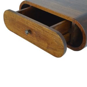 Bardolino Wall Mounted Round Chestnut Bedside Table with Drawer