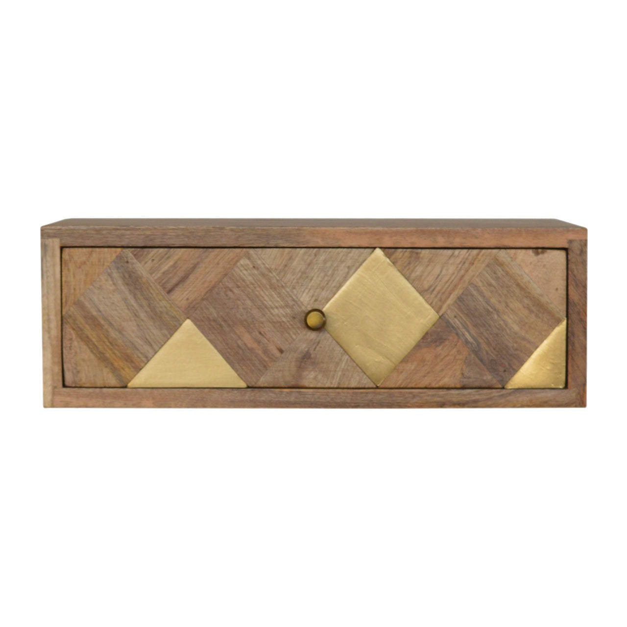 Bardolino Wall Mounted Mango Wood with Brass Detail Bedside Table
