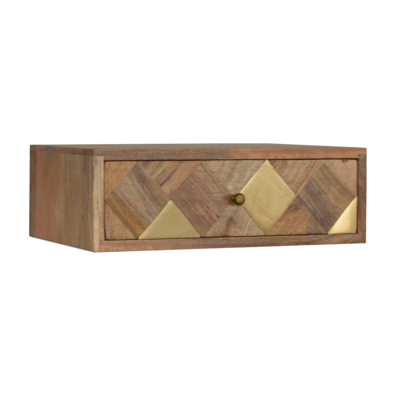 Bardolino Wall Mounted Mango Wood with Brass Detail Bedside Table