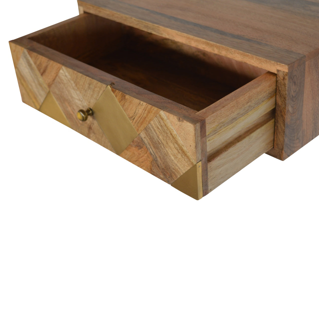 Bardolino Wall Mounted Mango Wood with Brass Detail Bedside Table