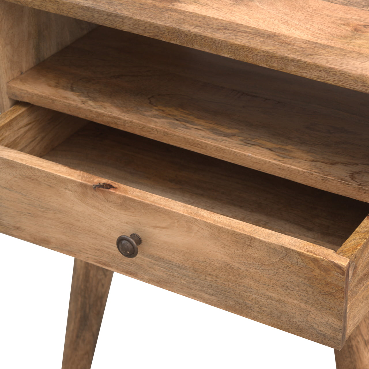 Modica Rustic Mango Wood Bedside Table with Open Slot