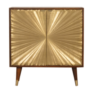Merano Mango Wood Gold Storage Cabinet 2 Drawers