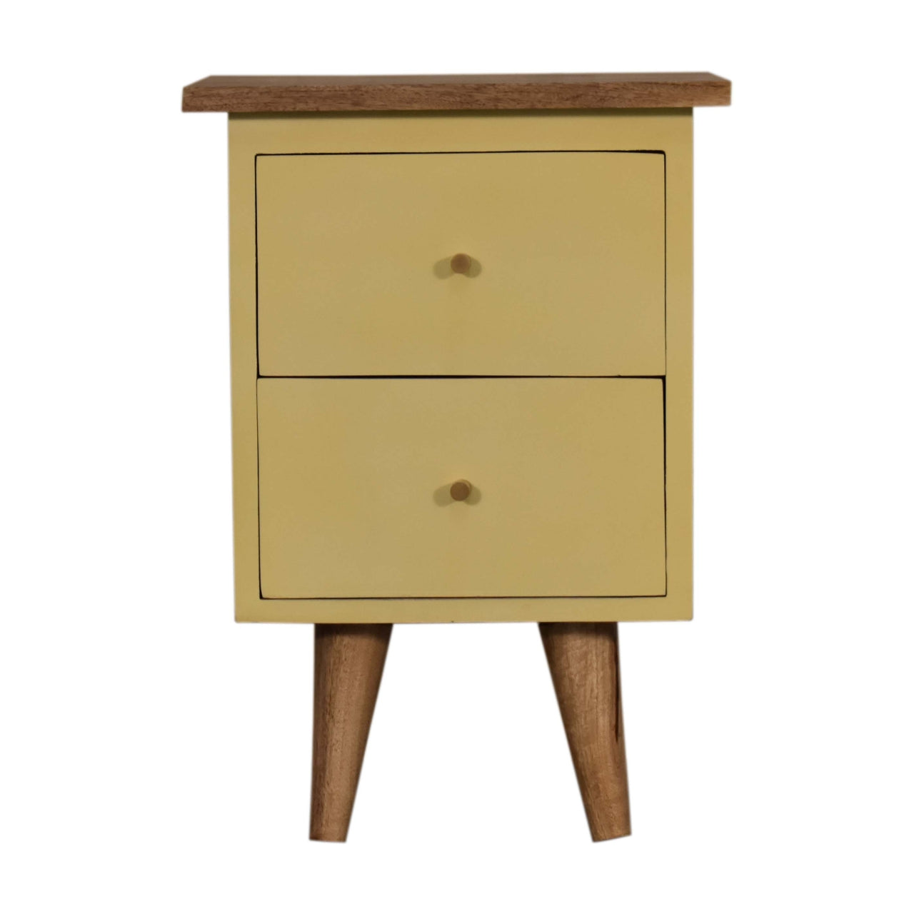Gordes Yellow Hand Painted Mango Wood Bedside 2 Drawers