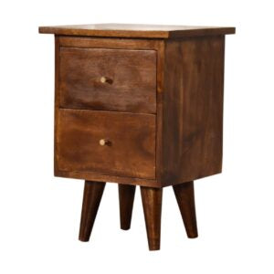 Aldbury Chestnut Mango Wood Bedside Table 2 Drawers