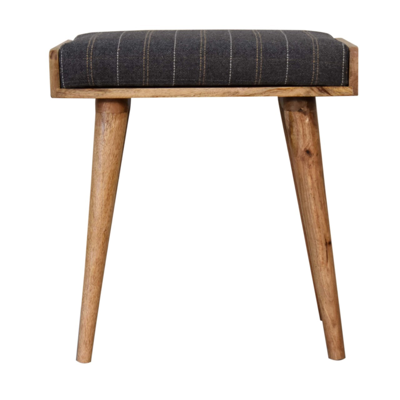 Taormina Pewter Tweed Mango Wood Tray Style Footstool