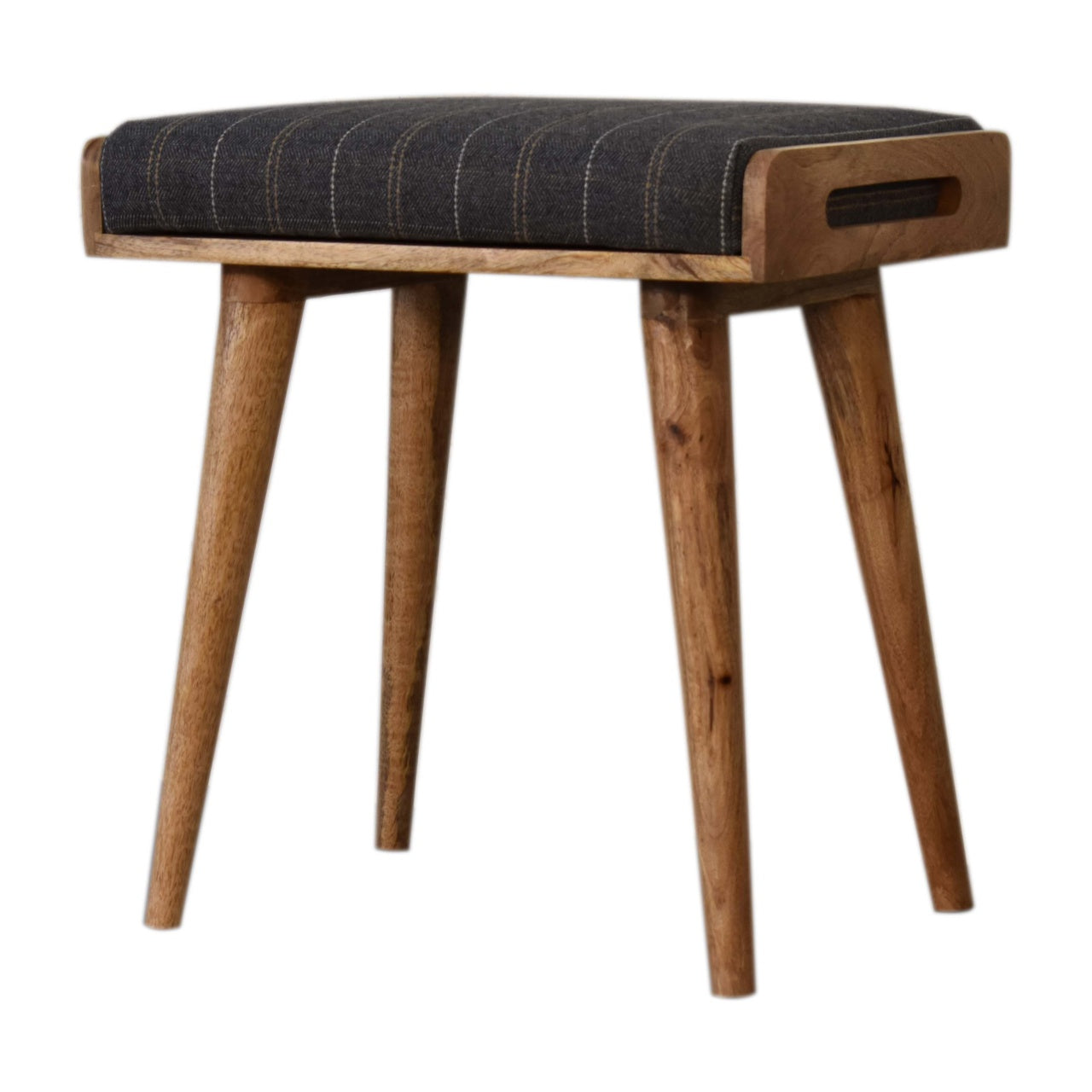 Taormina Pewter Tweed Mango Wood Tray Style Footstool