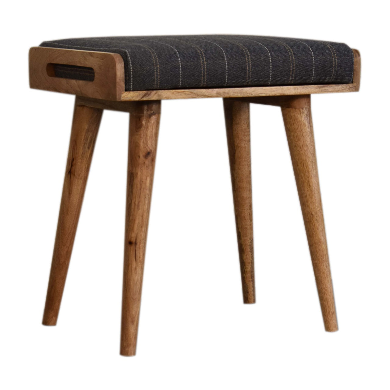 Taormina Pewter Tweed Mango Wood Tray Style Footstool