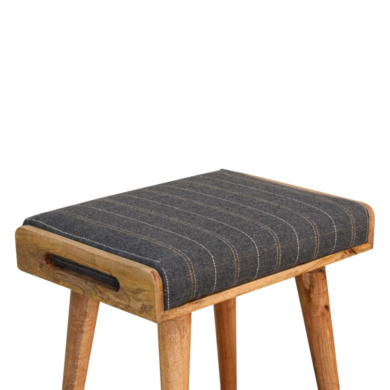 Taormina Pewter Tweed Mango Wood Tray Style Footstool