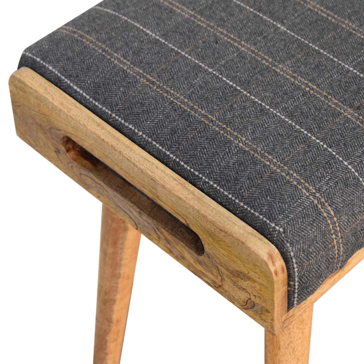 Taormina Pewter Tweed Mango Wood Tray Style Footstool