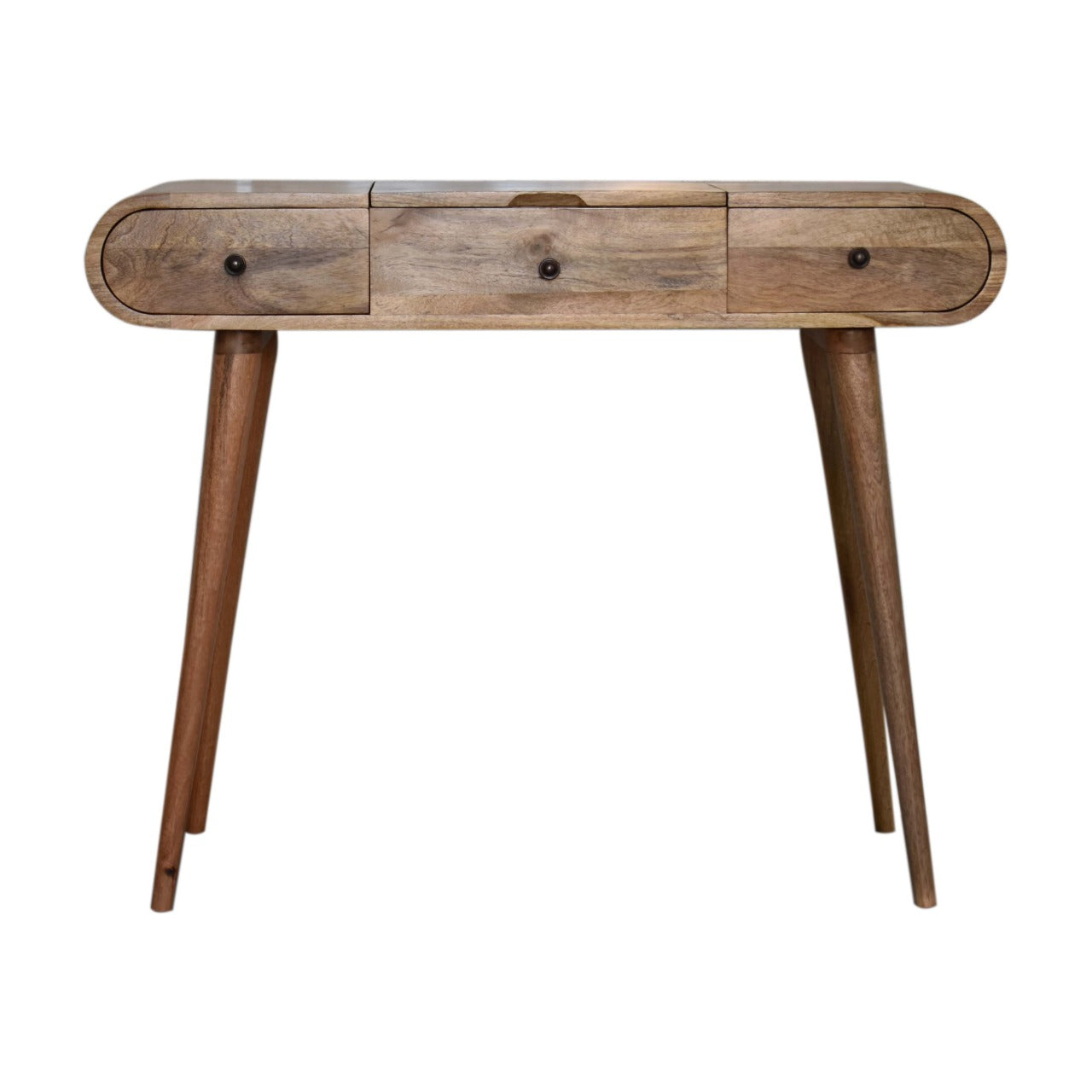 De Vence Oak Mango Wood Round Dressing Table 3 Drawers