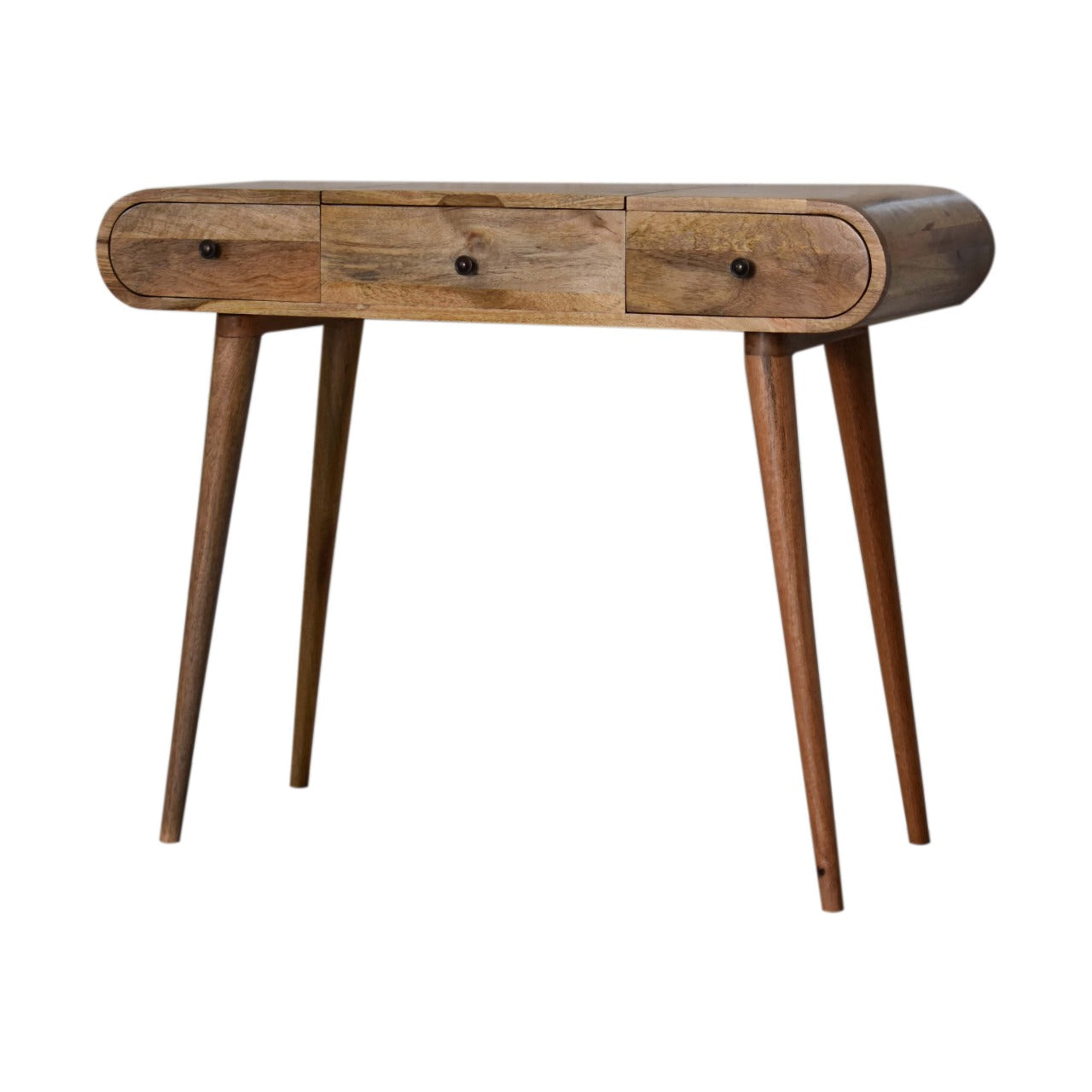 De Vence Oak Mango Wood Round Dressing Table 3 Drawers