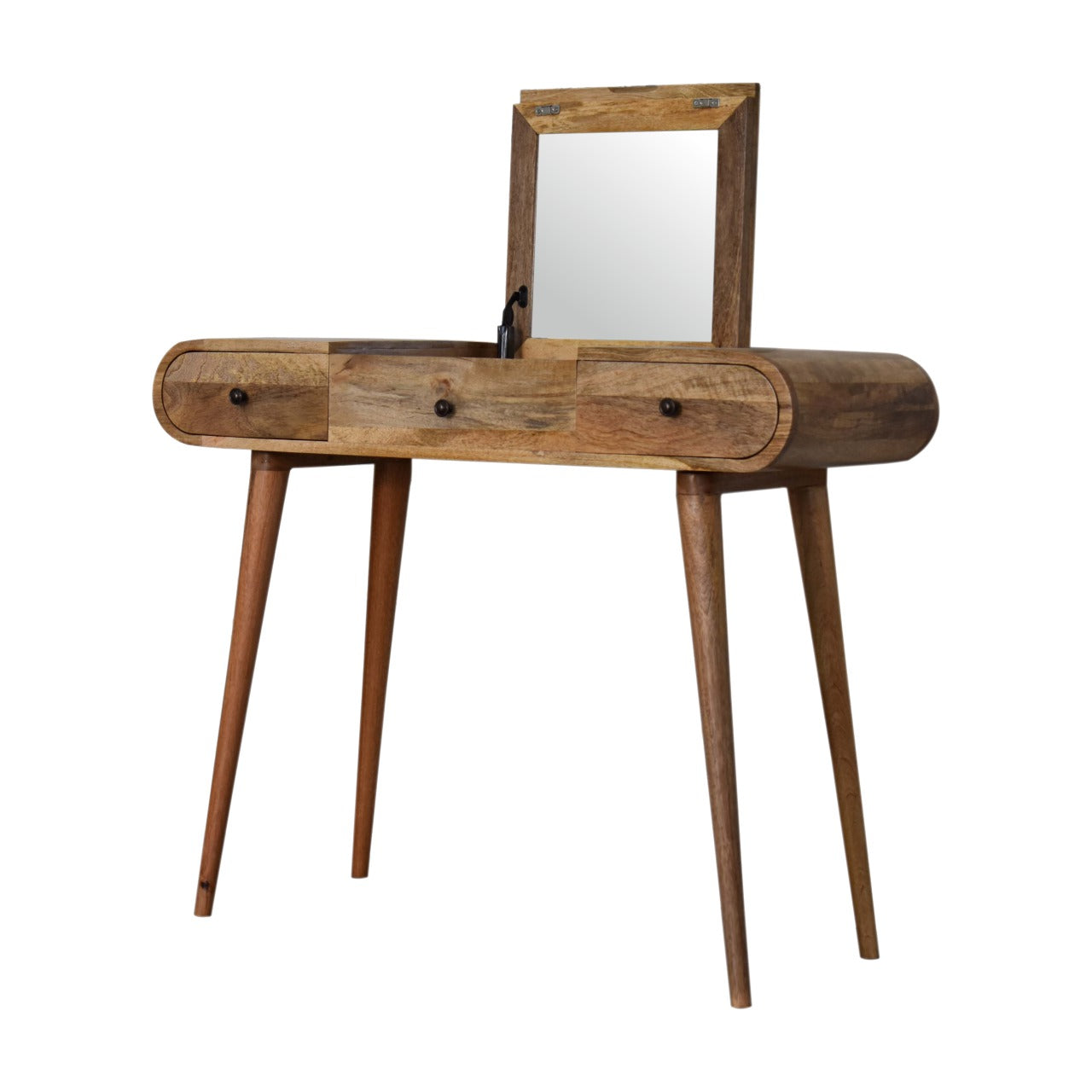De Vence Oak Mango Wood Round Dressing Table 3 Drawers