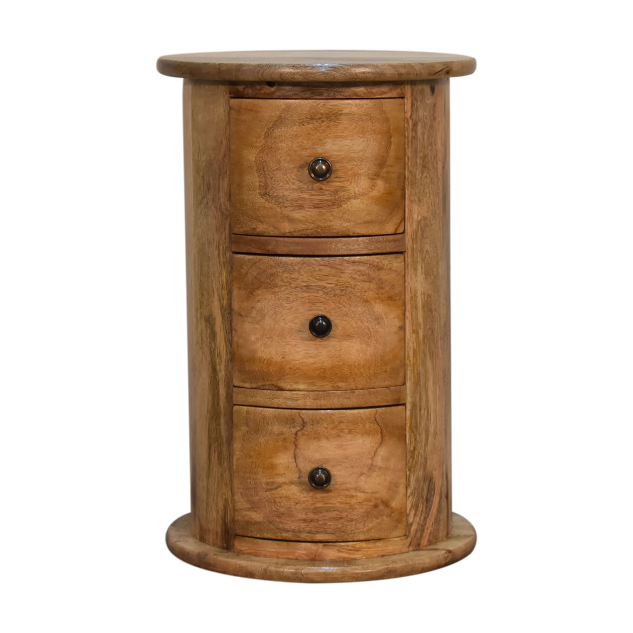 Kantang Mini Mango Wood Drum Chest 3 Drawers