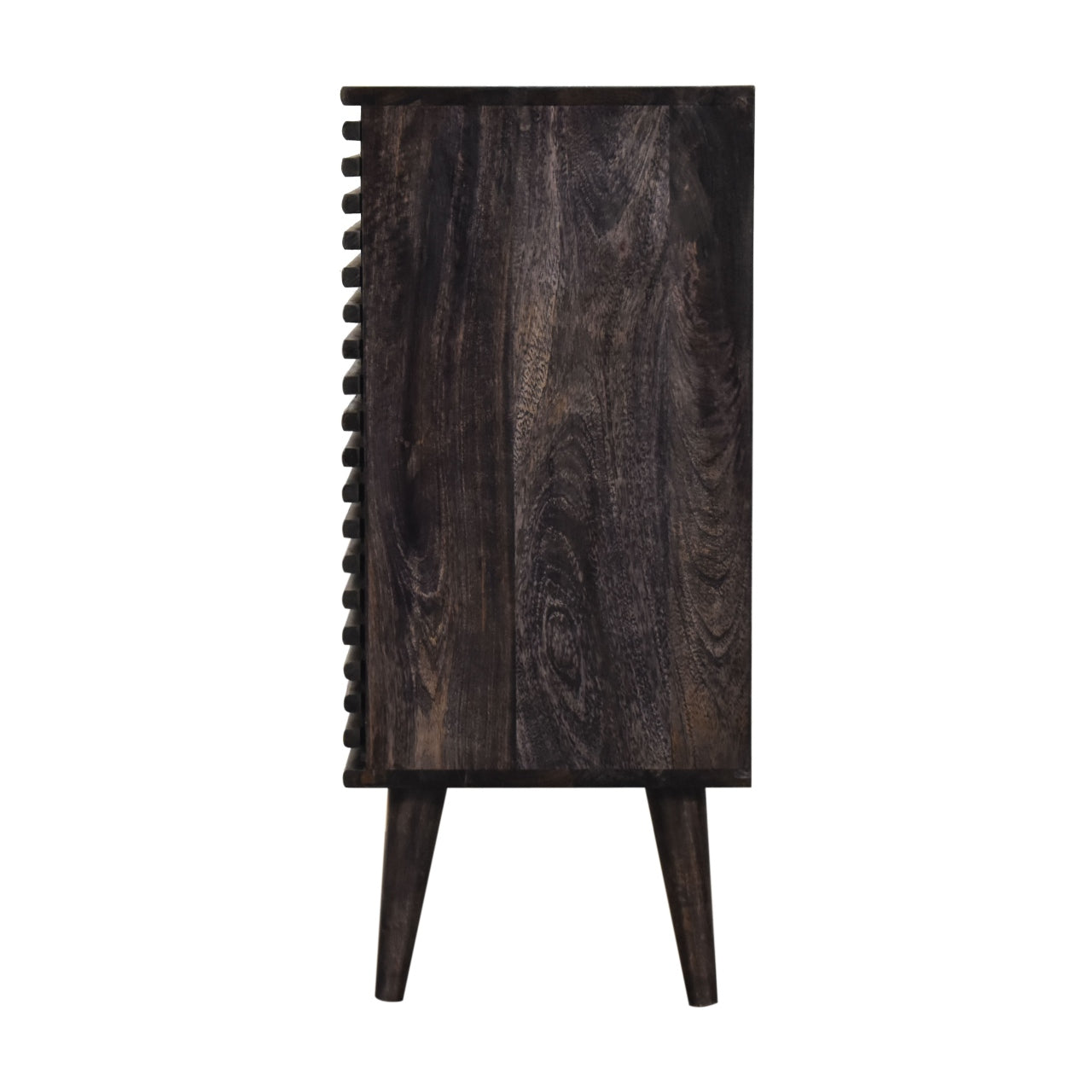 Mimosa Mid-Century Black Mango Wood Scandi Sliding Door Cabinet