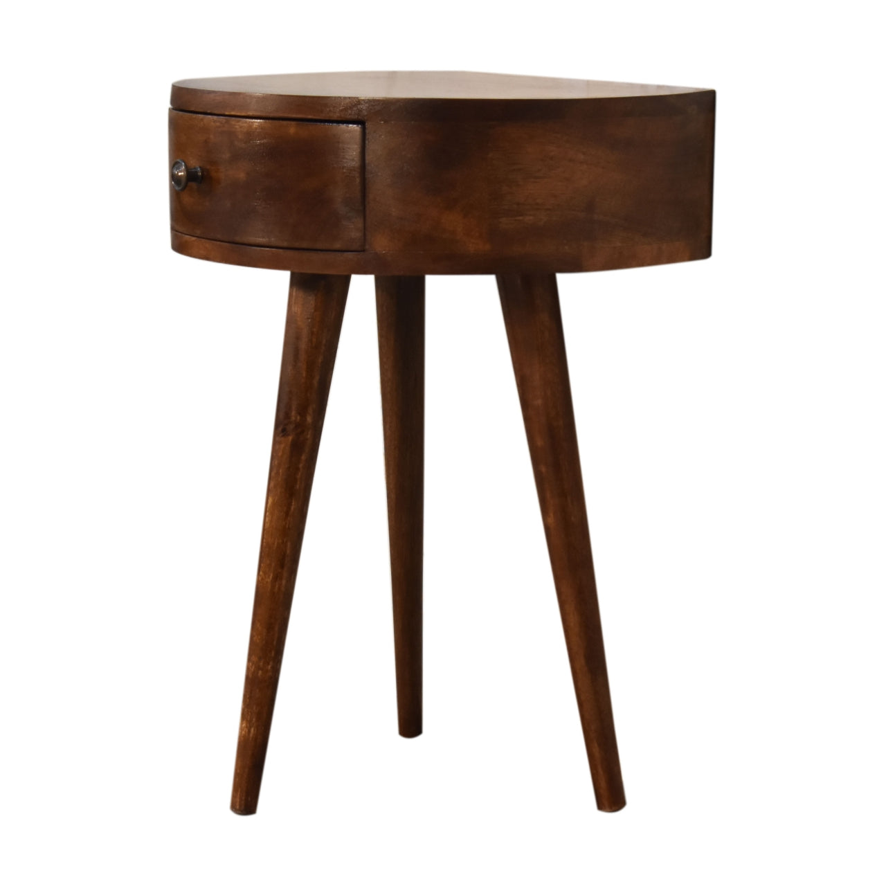 Collioure Chestnut Mango Wood Semi Circle Bedside Table with Drawer