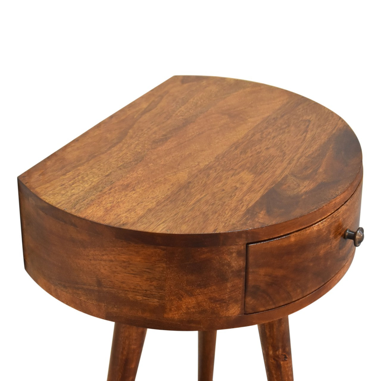 Collioure Chestnut Mango Wood Semi Circle Bedside Table with Drawer