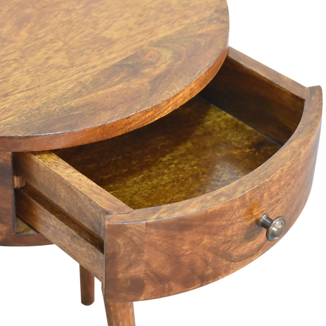 Collioure Chestnut Mango Wood Semi Circle Bedside Table with Drawer