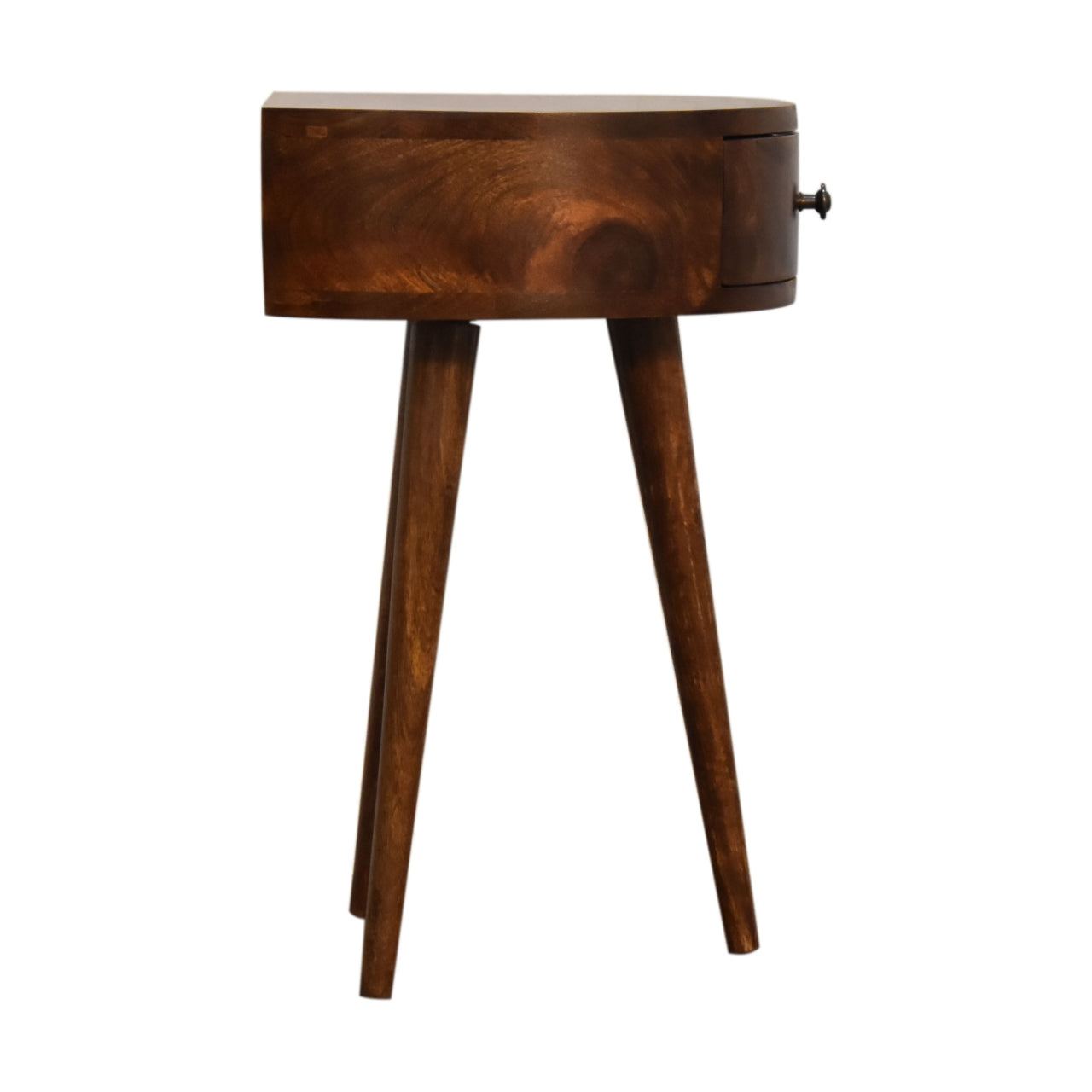 Collioure Chestnut Mango Wood Semi Circle Bedside Table with Drawer