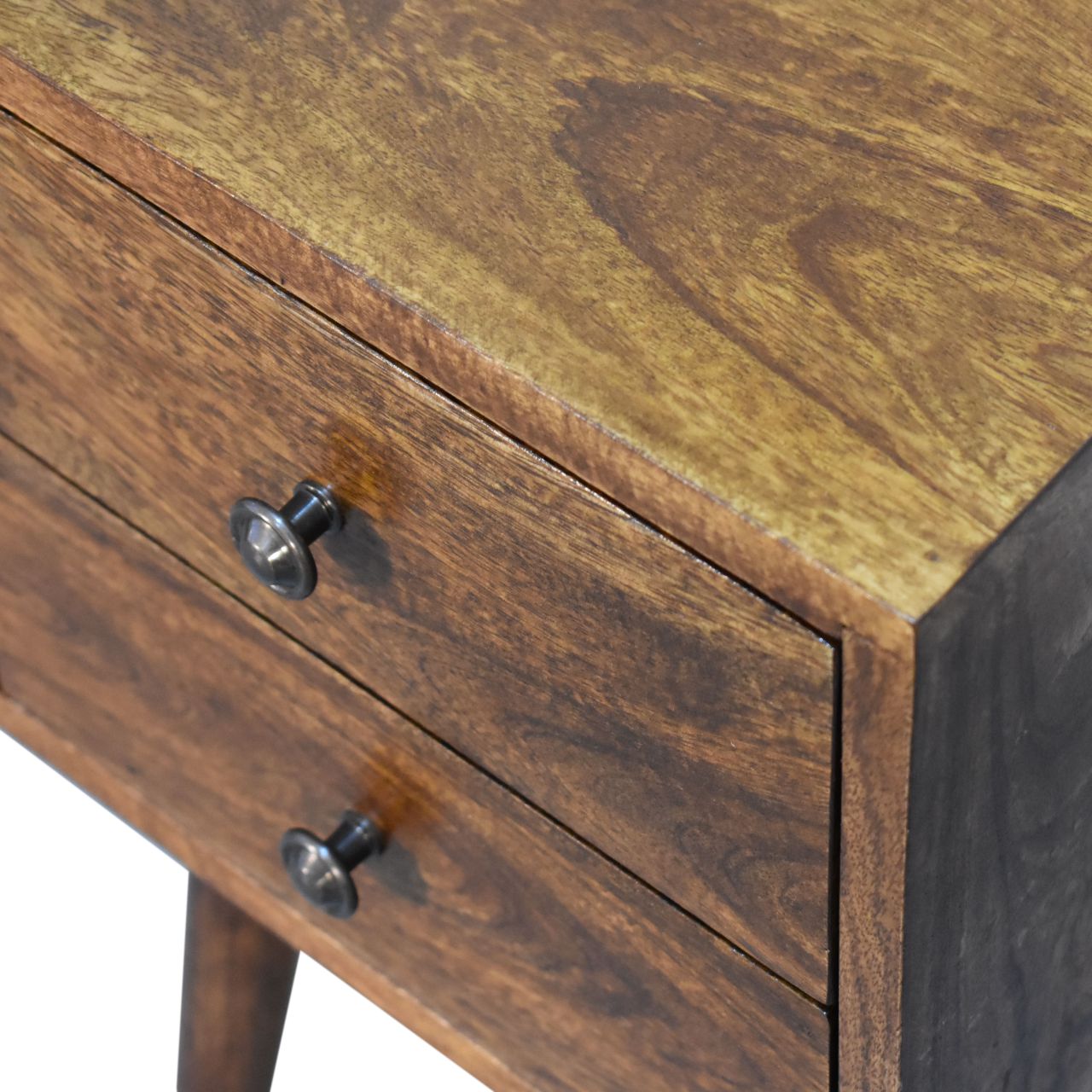 Olbia Mini 2 Drawer Chestnut Mango Wood Bedside Table 2 Drawers