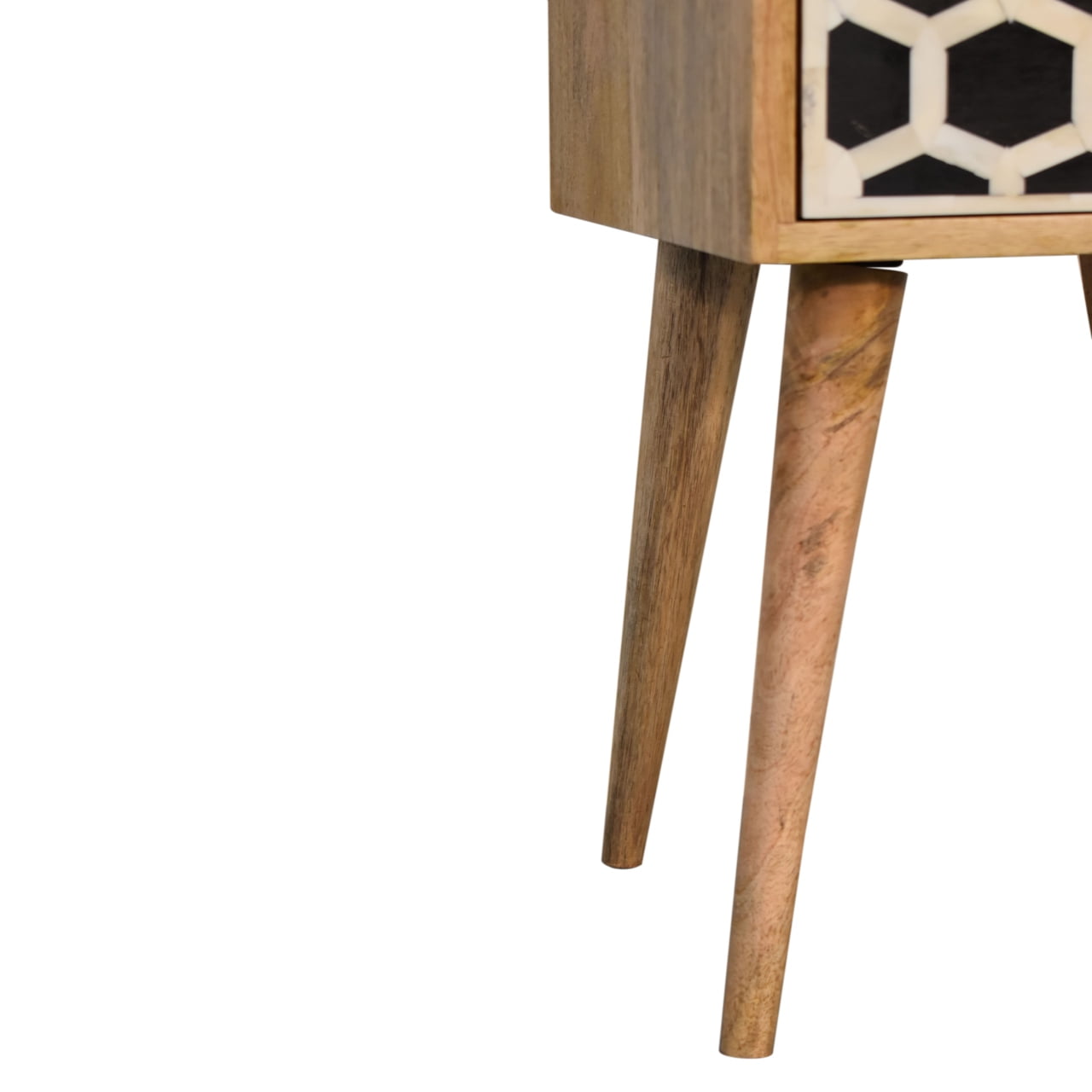 Valeggio Mini Mango Wood and Bone Inlay Bedside Table 2 Drawer