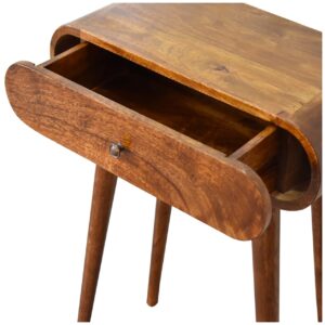 Como Chestnut Mini Chestnut Mango Wood Oval Console Table with Drawer