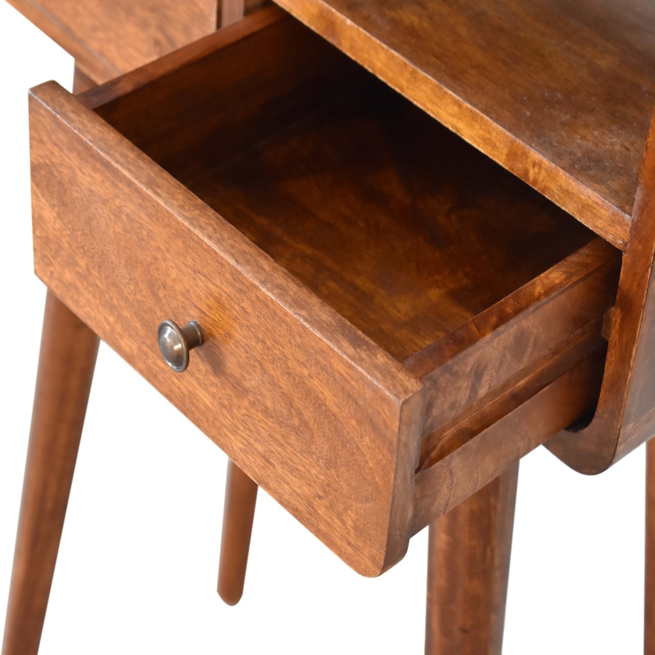 Venzone Mini Chestnut Console Table 2 Drawers and Open Shelf