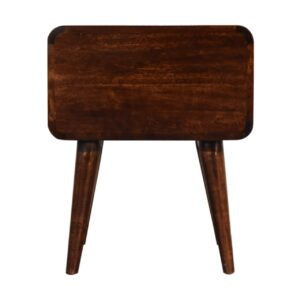 Chiusa Curved Dark Walnut Mango Wood Wide Bedside Table 2 Drawers
